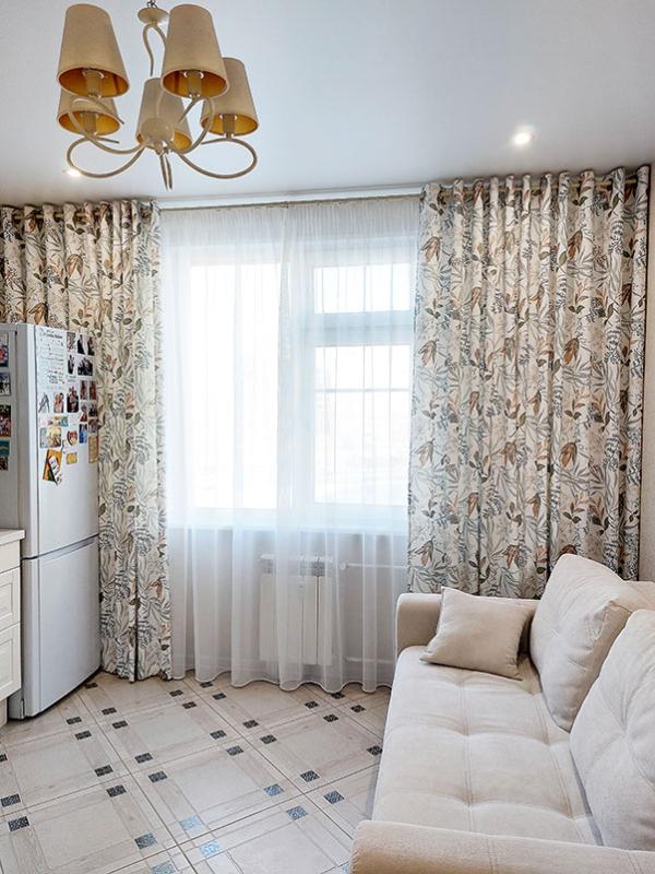 Шторы с растительным принтом для кухни